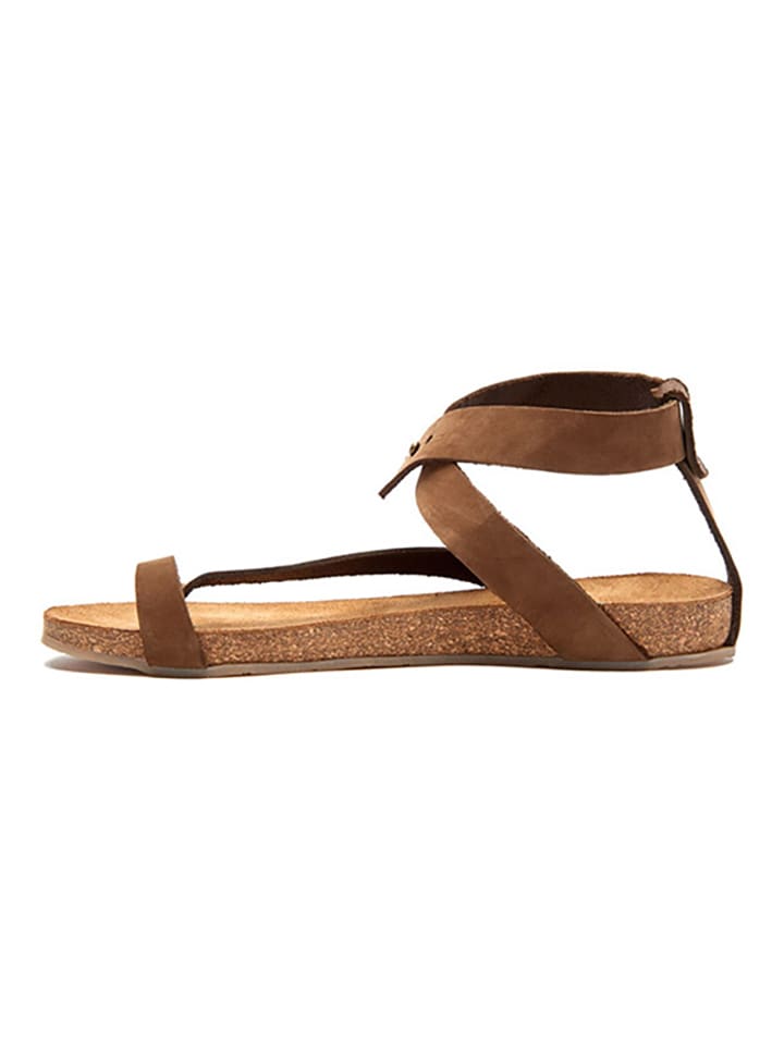 Comfortfusse Leder-Zehensandalen in Sand günstig kaufen