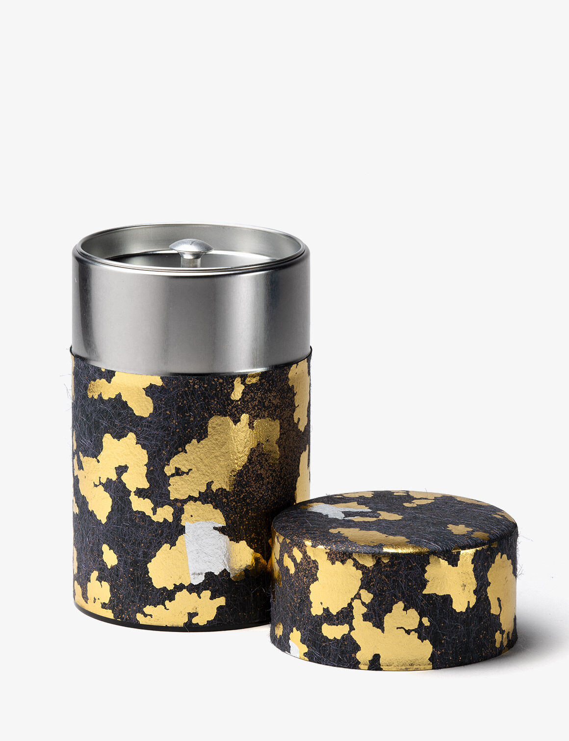 FURERU  Boîte à thé Washi gris et or 100g