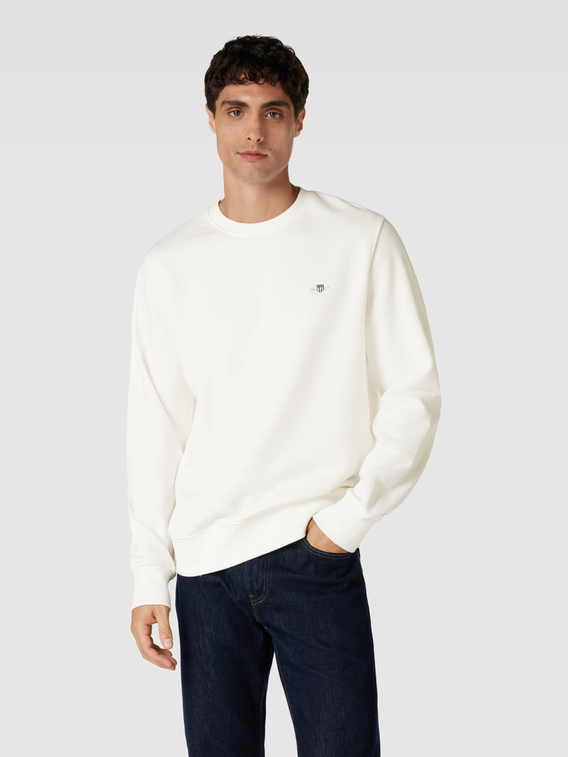 Regular Fit Sweatshirt mit Label-Stitching Modell 'SHIELD' in offwhite