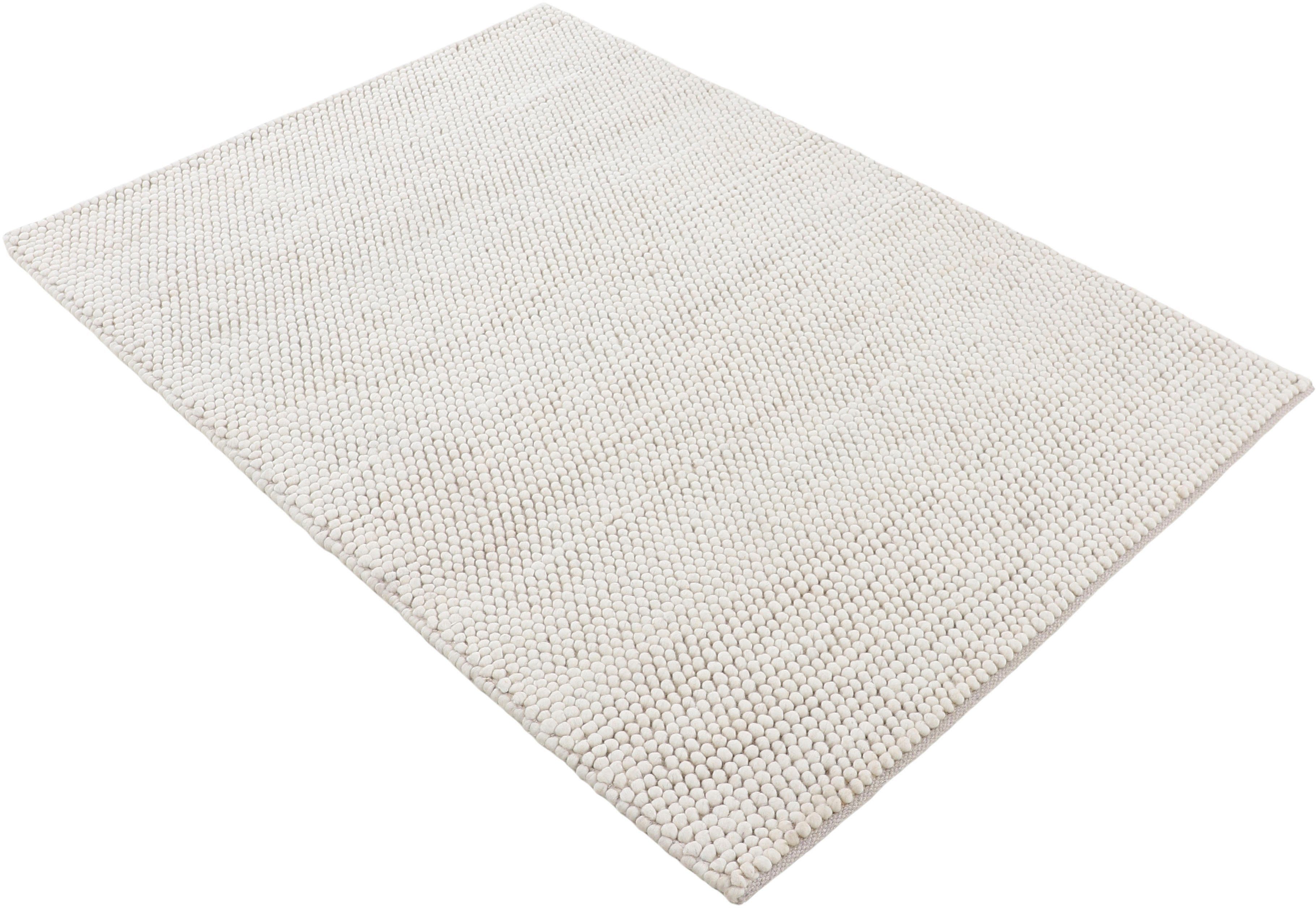 Teppich Calo, carpetfine, rechteckig, Höhe: 16 mm, Handweb Teppich, Uni Farben, meliert, handgewebt, 70% Wolle