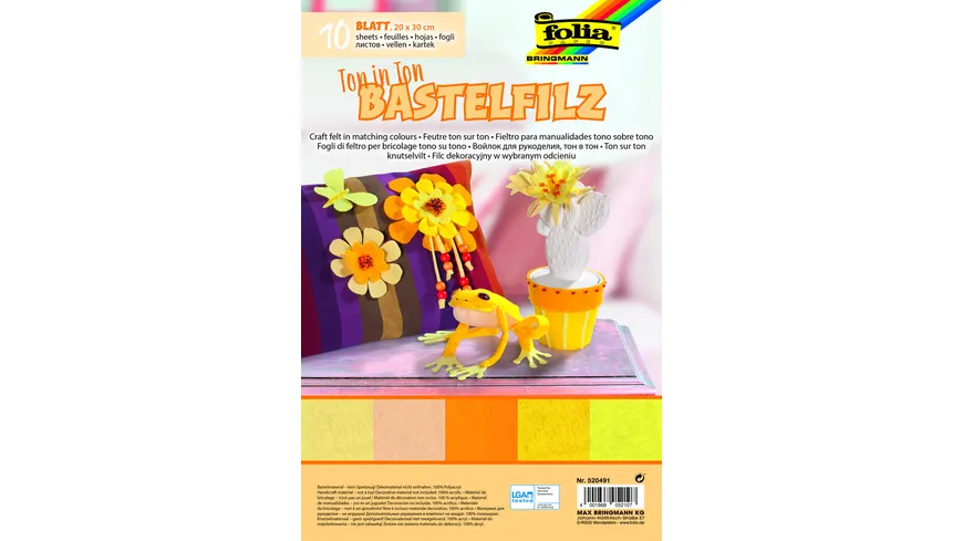 folia Bastelfilz 20x30 cm 10 Blatt gelb