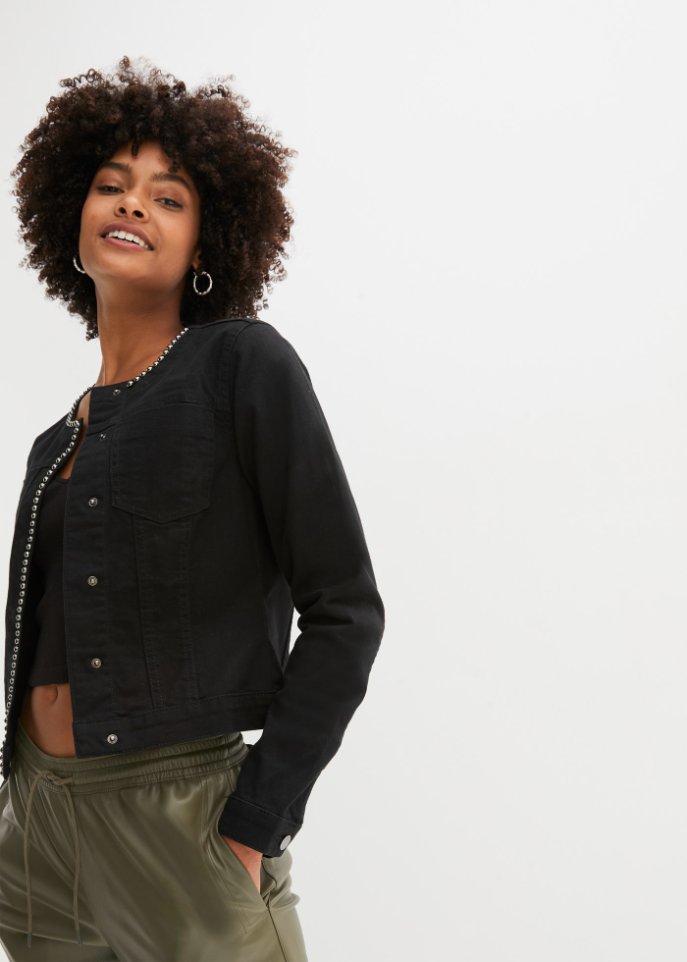 Jeanstwill-Jacke mit Nieten