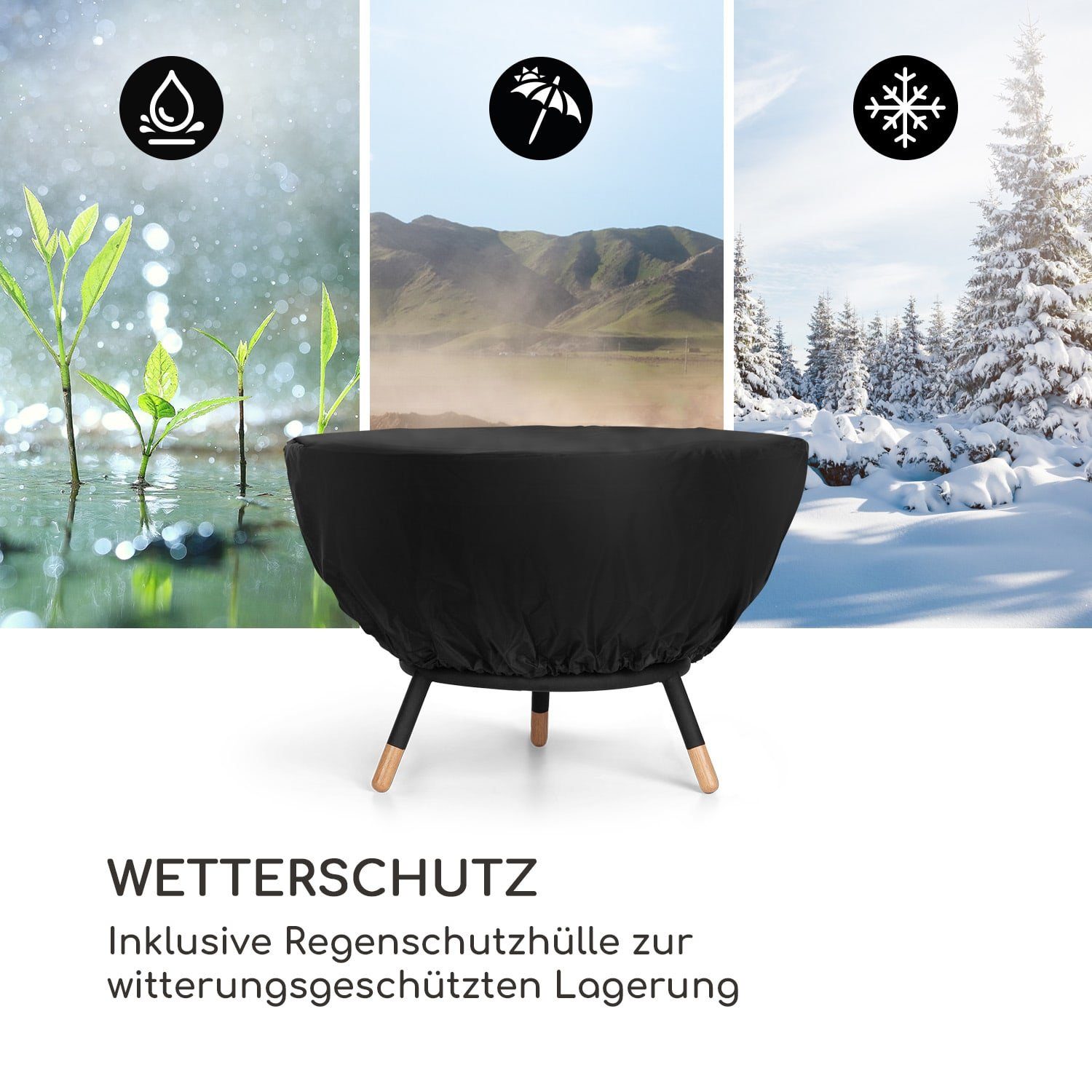 blumfeldt Feuerschale Fireball Wood, (Set), Feuerkorb Feuerstelle Outdoor Feuerschale Garten Lagerfeuerschale