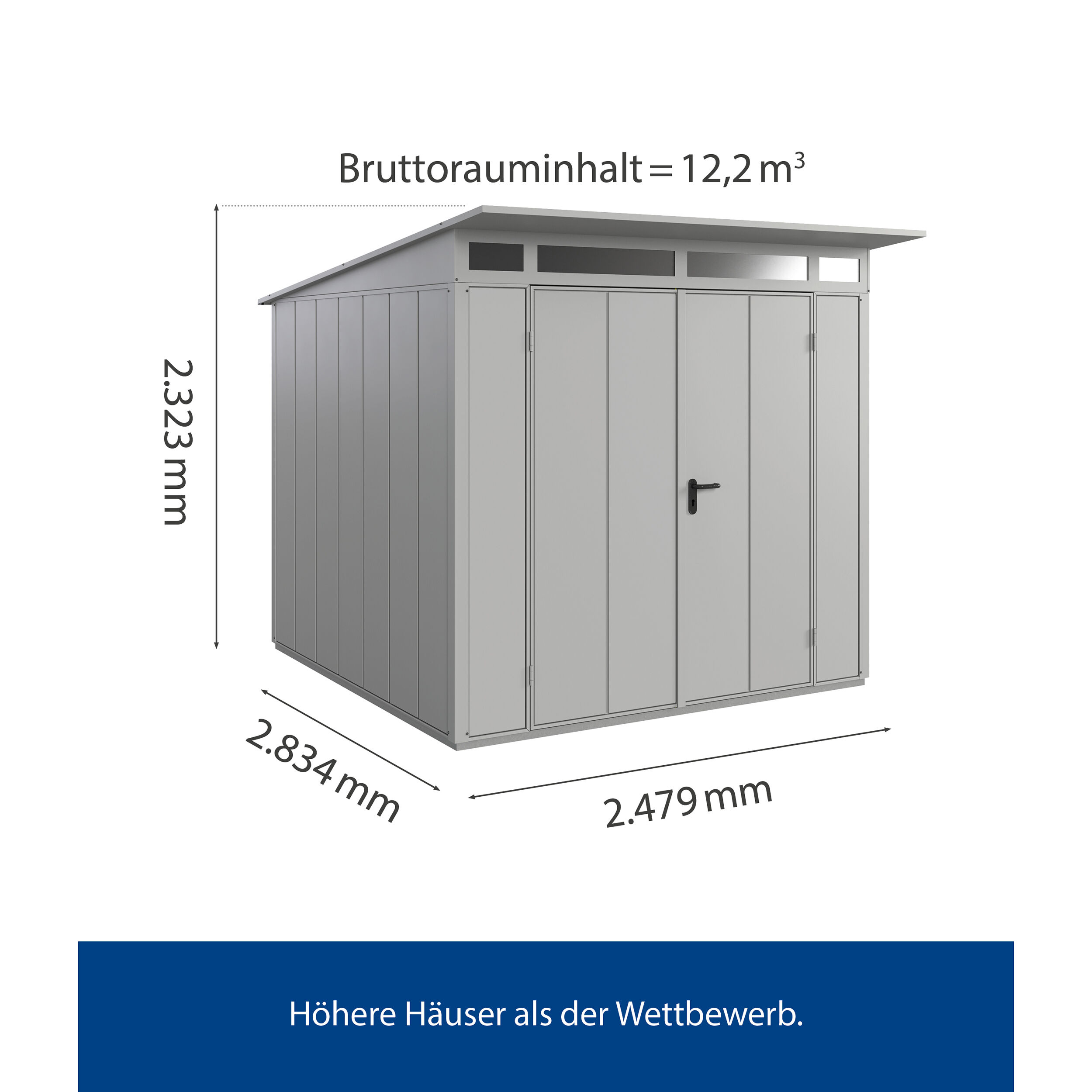 Set Berry Modern-P,Typ 2 Gerätehaus - Weißaluminium