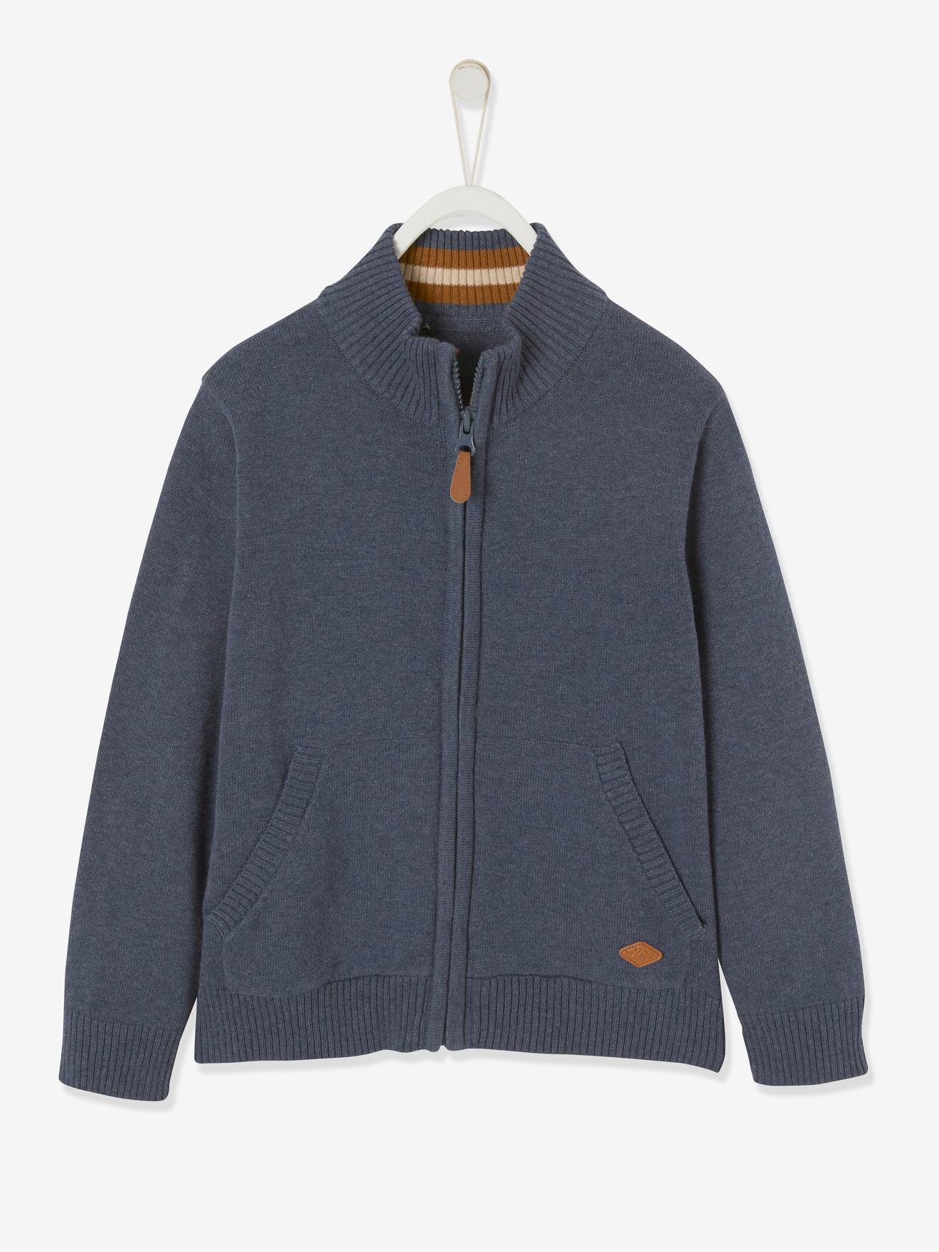 Vertbaudet Jungen Cardigan, Stehkragen, personalisierbar - tanne