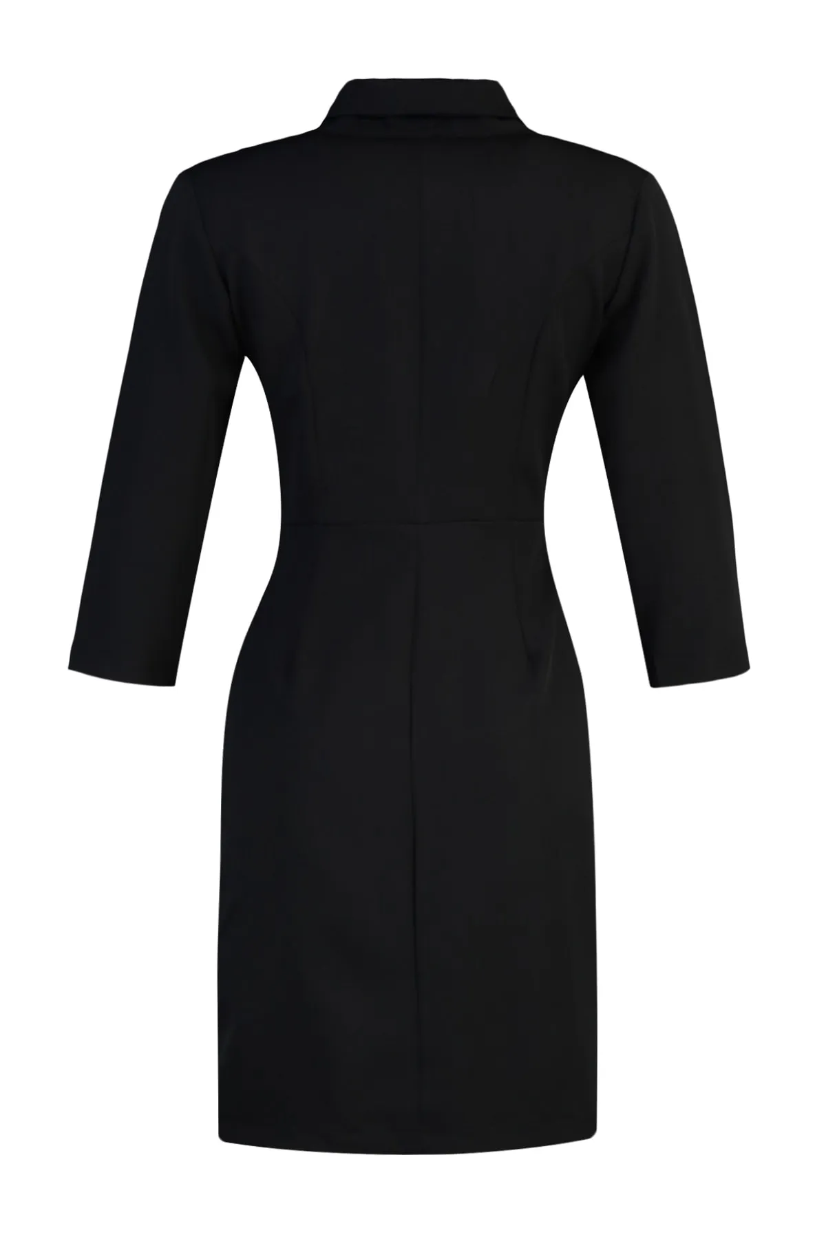 Trendyol Collection  Schwarzes Mini-Webkleid mit A-Linien-Jackenkragen TWOAW23EL00384
