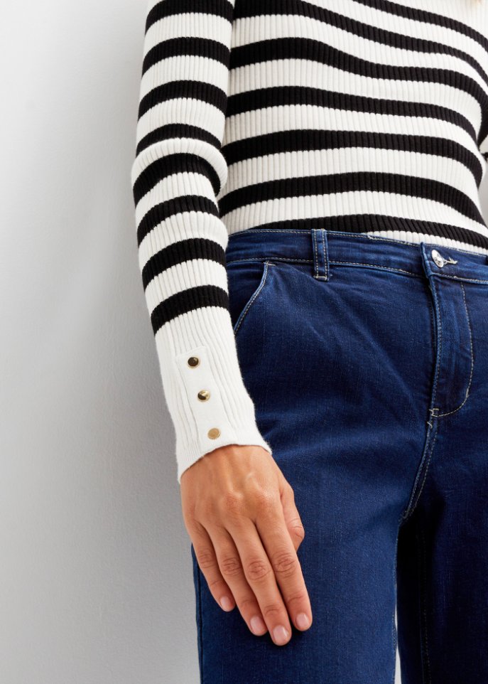 Gestreifter Rollkragenpullover