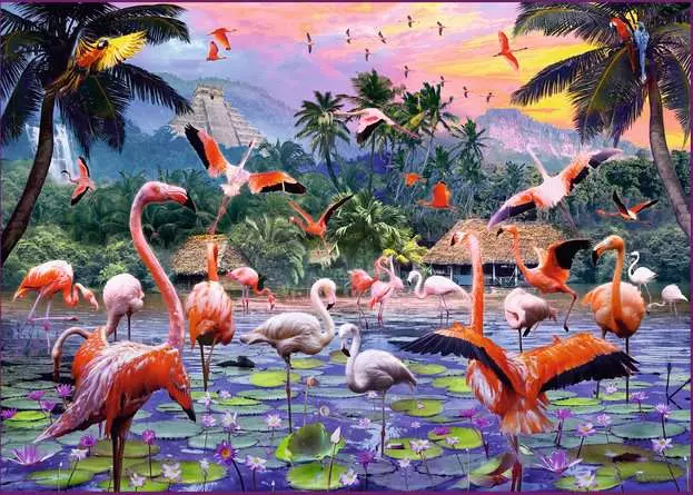 Puzzle 1000 Teile - Pinke Flamingos