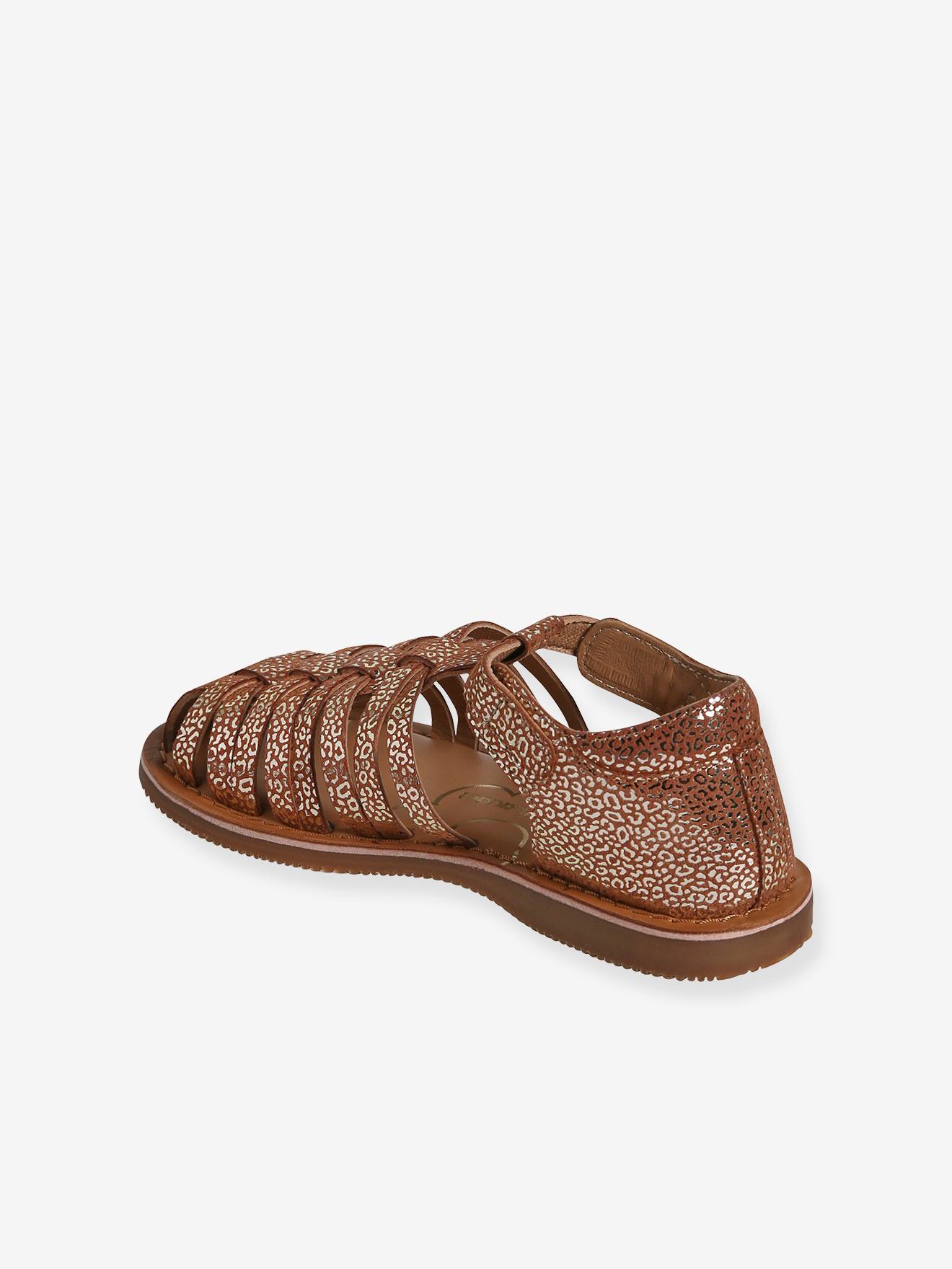 Vertbaudet Kinder Riemchen-Sandalen mit Anziehtrick - ocker