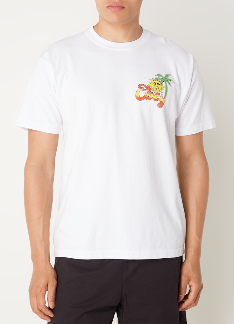 T-shirt Obey Island Of Obey con logo e stampa sul retro.