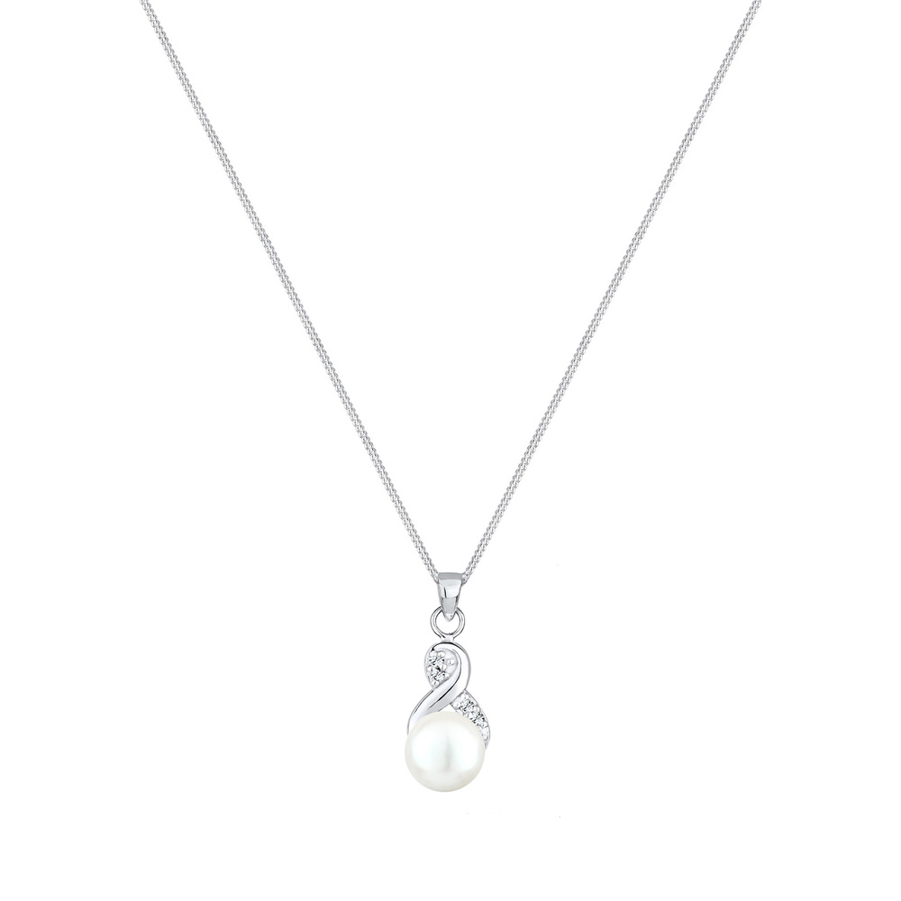 Elli Elli Collier Femmes Pendentif Infinité Elégant avec Perle d'eau douce et Cristaux collier