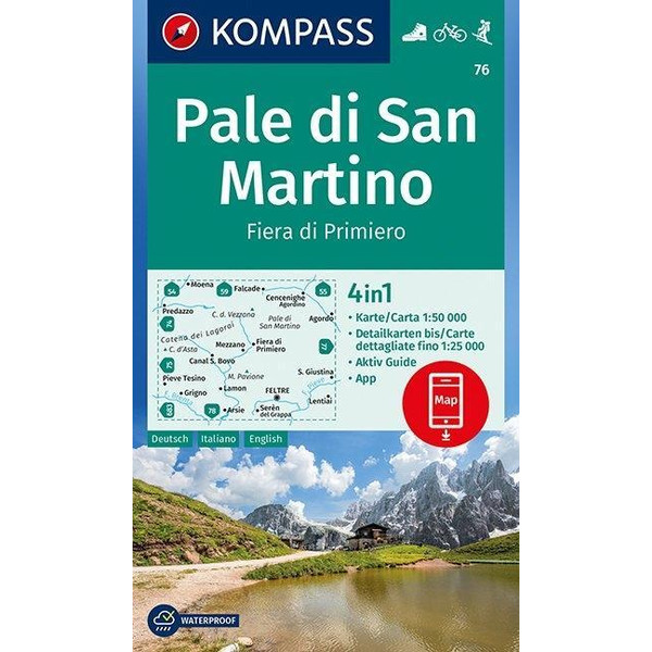 Pale di San Martino, Fiera di Primiero - Wanderkarte