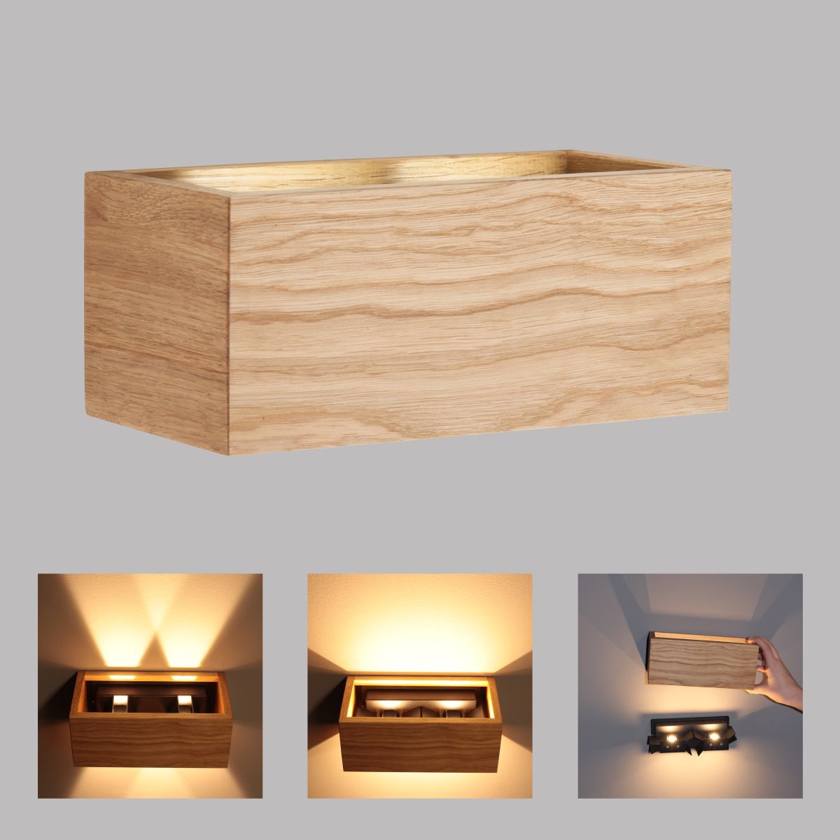 Fischer & Honsel 4-flg LED Wandlampe Shine-Wood 23 cm