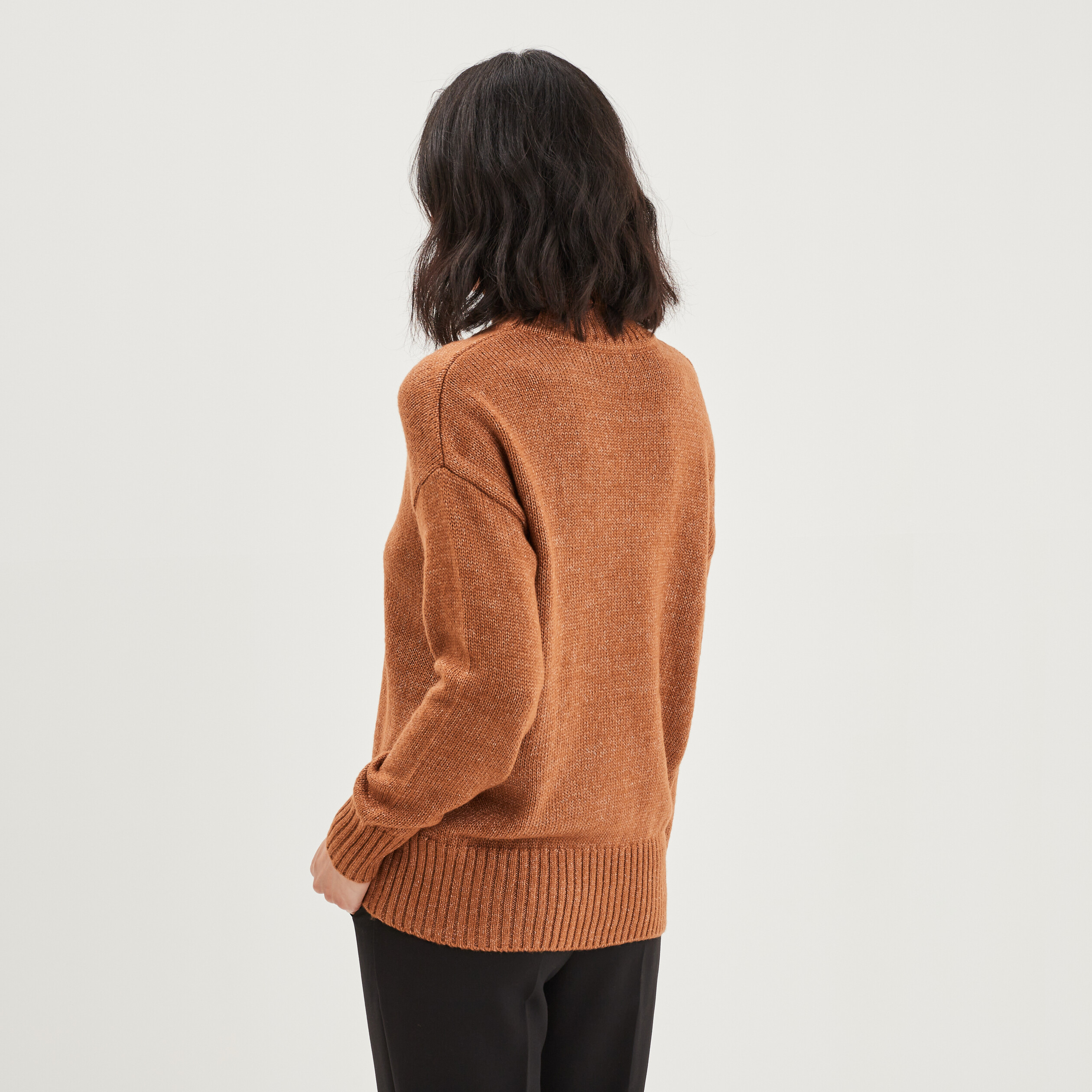 Pull col roulé marron clair femme | La Halle