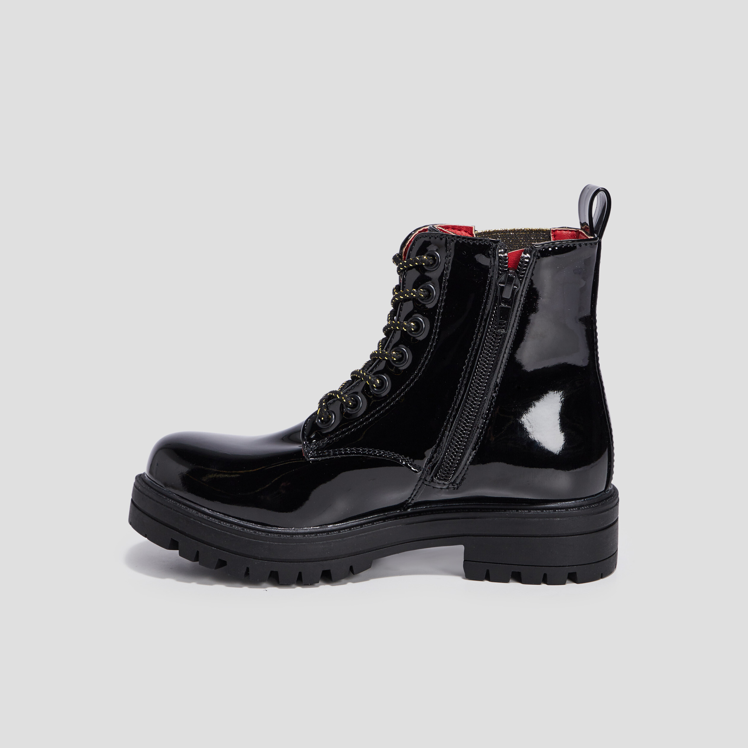 Bottines crantées vernies noir fille | La Halle