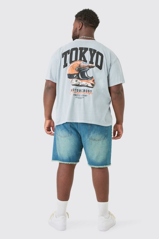 Plus Oversize T-Shirt mit Tokyo Moto Print