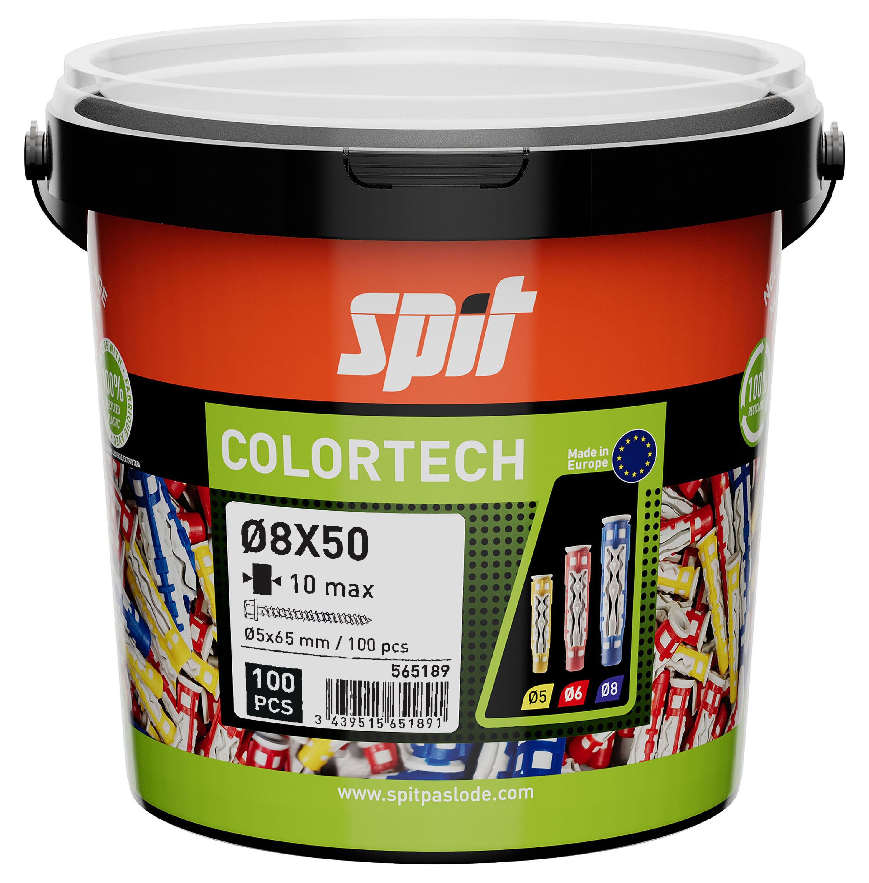 Fixare spike 565189 ColorTech Diblu universal cu șurub hexagonal 8x50 100 bucăți