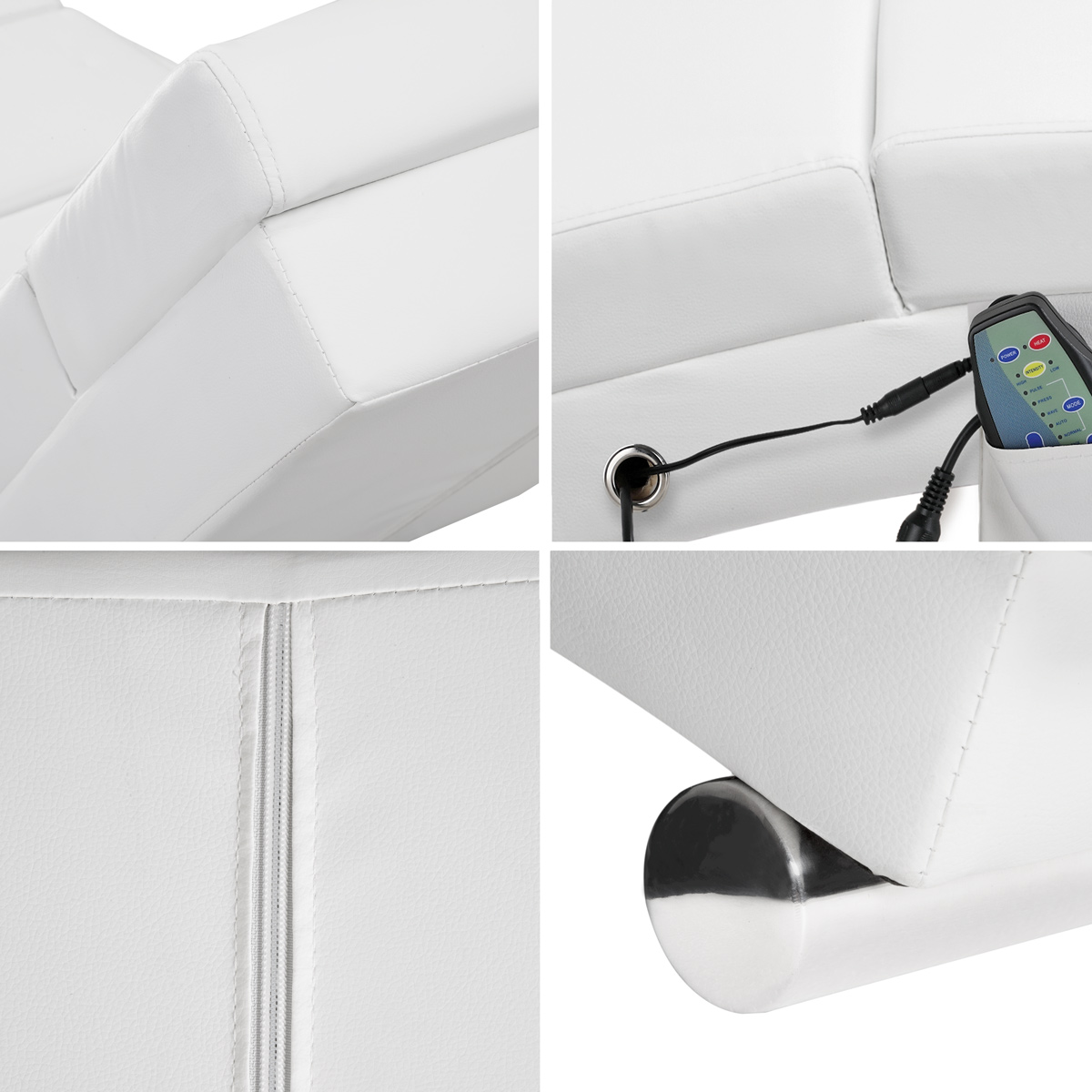 Casaria Relaxliege London Kunstleder Massage- & Heizfunktion 186 x 55 x 89 cm weiß