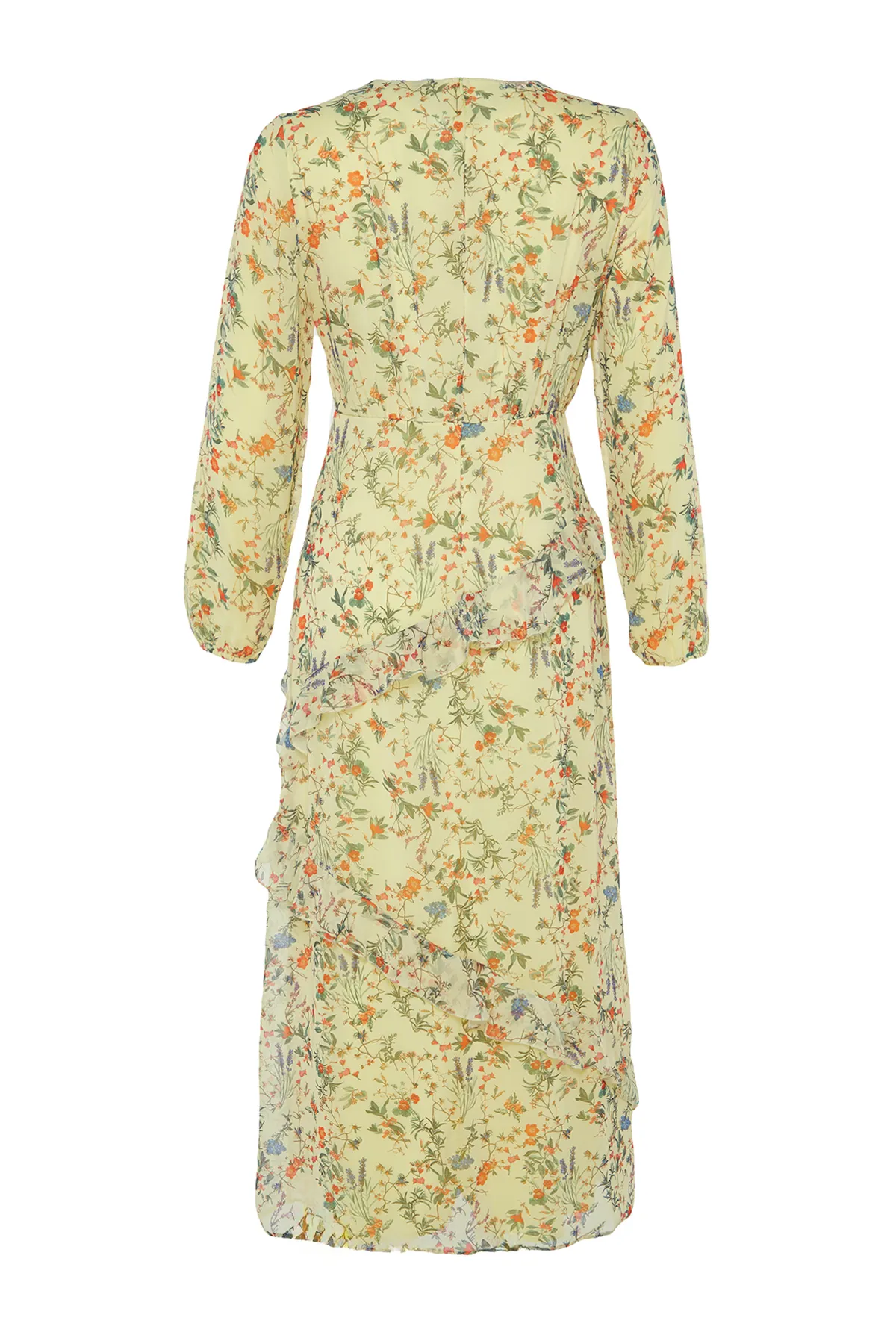Trendyol Modest  Gewebtes Kleid mit Lagenrock aus grünem Chiffon TCTSS24EB00032