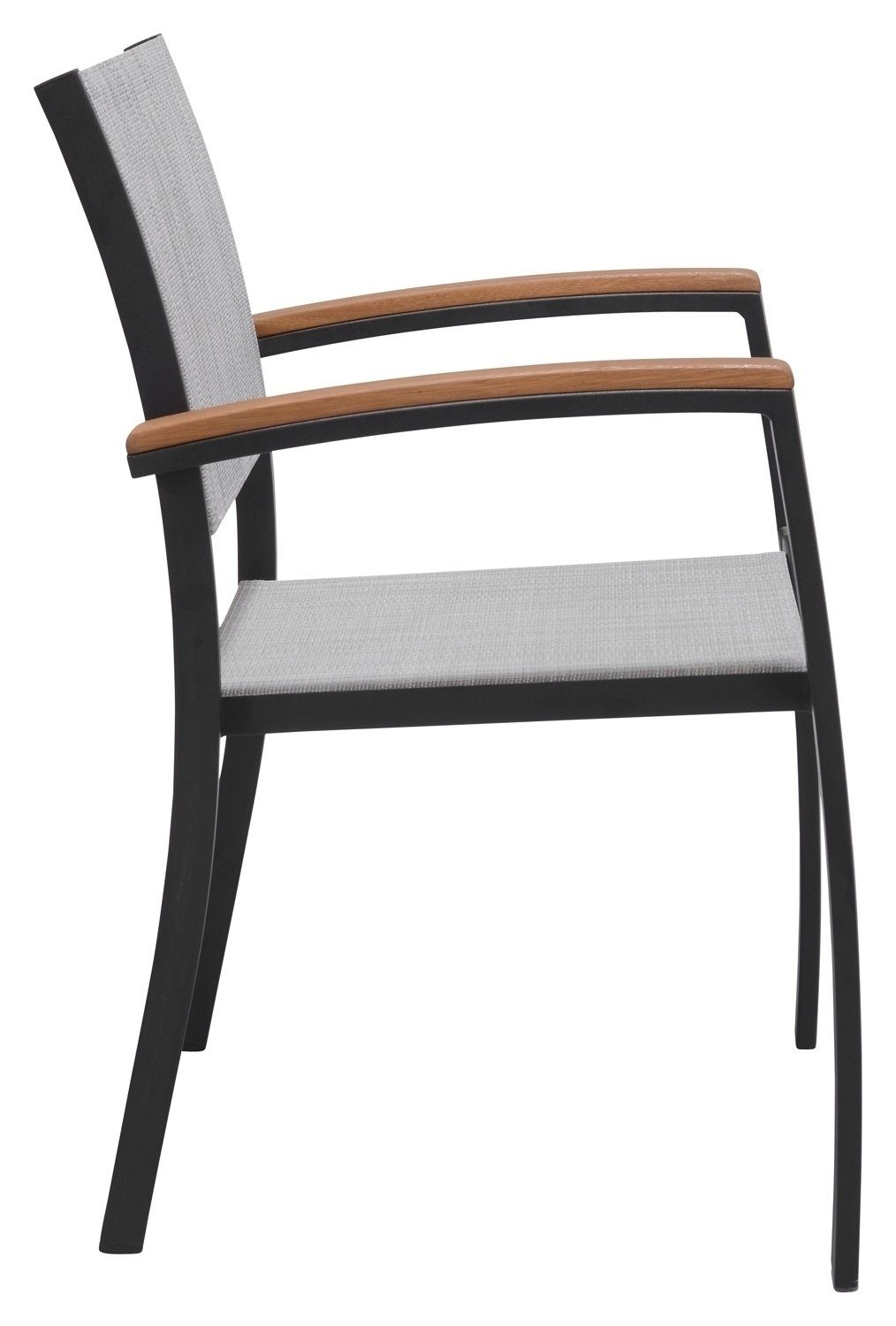 Outdoor Gartenstuhl KINGSBURY, 2er Set, Aluminium, Schwarz, Grau, (Set, 2 St), Textilen, stapelbar