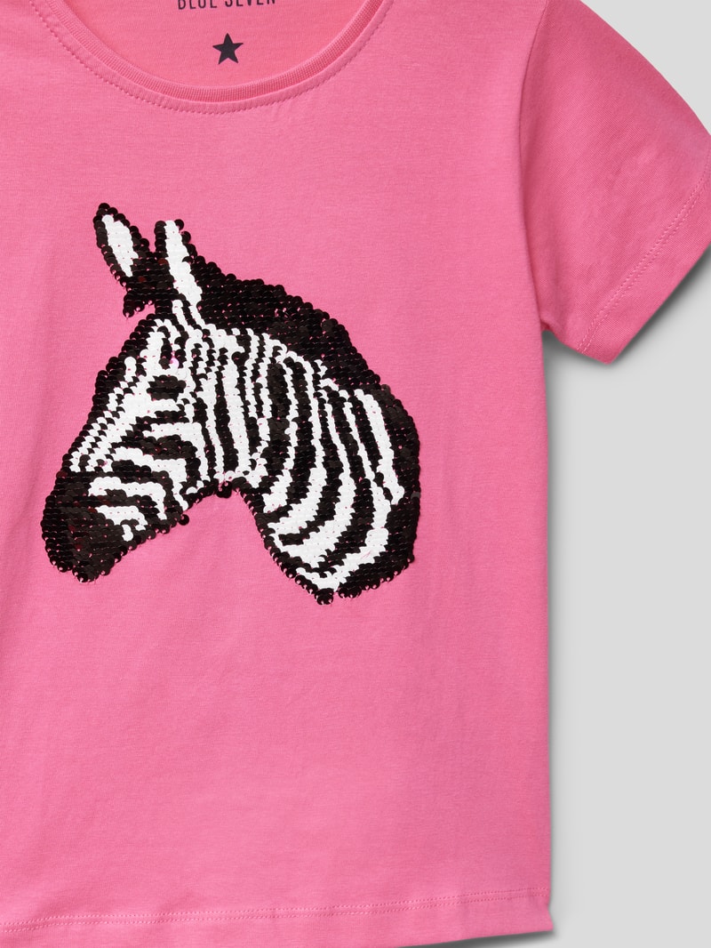 T-Shirt mit Paillettenbesatz in pink