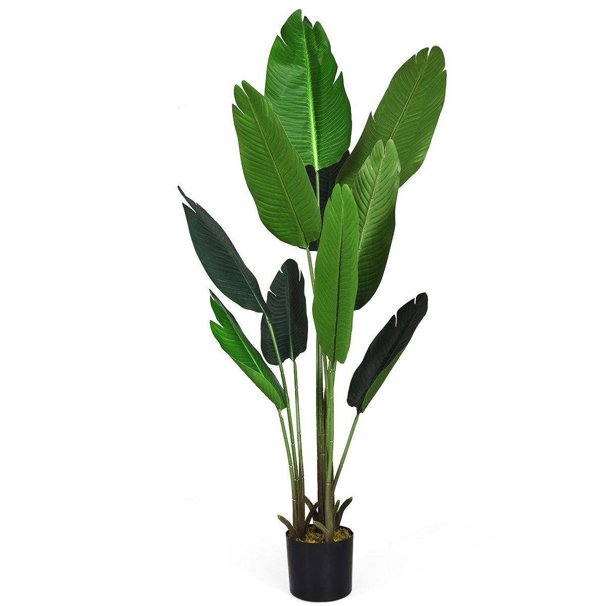 Kunstbaum, COSTWAY, Tropische Palme, mit Topf & 10 Blättern, 160cm