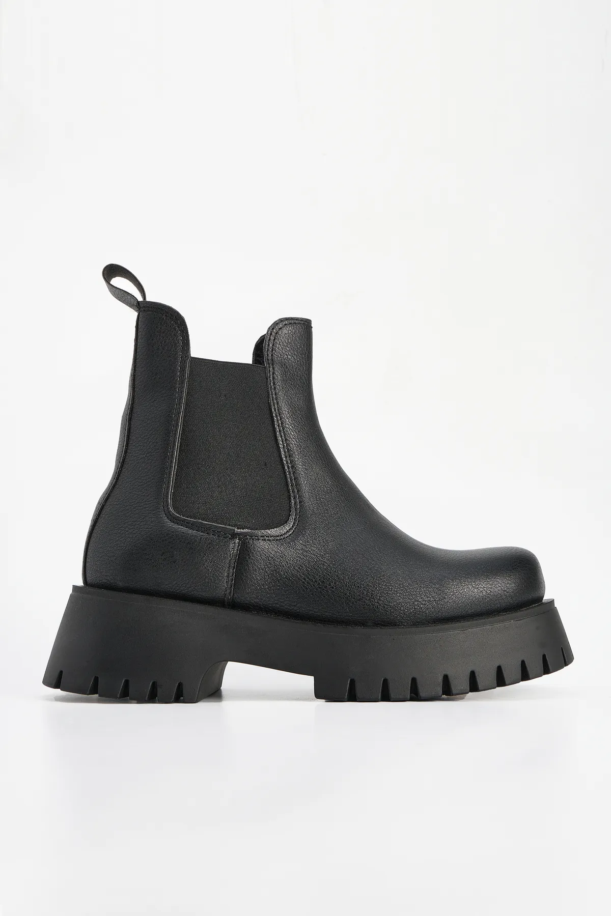 Marjin  Damen-Tagesstiefel mit dicker Sohle und elastischem Seitenband Kolev Schwarz