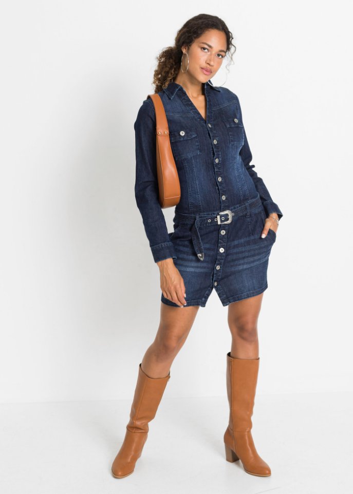 Jeans Kleid mit Gürtel