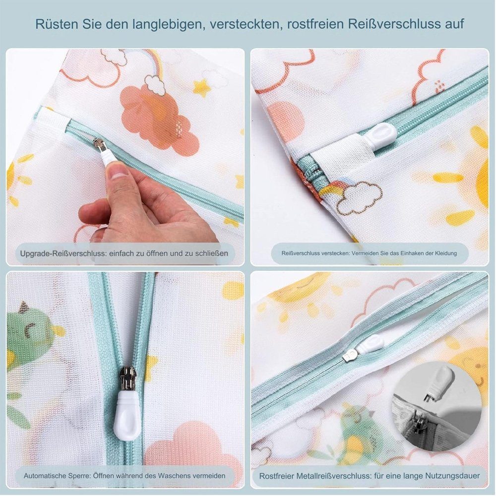 Tian Dee Wäschenetz 6Stück Wäschenetz für Waschmaschine,mit ReißVerschluss,Drucken