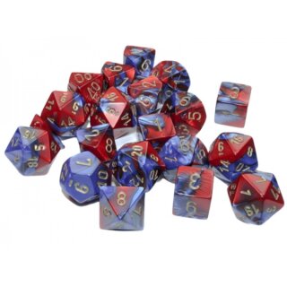 Gemini Bag of 20 Polyhedral Blue Red/Gold (Limited Edition)