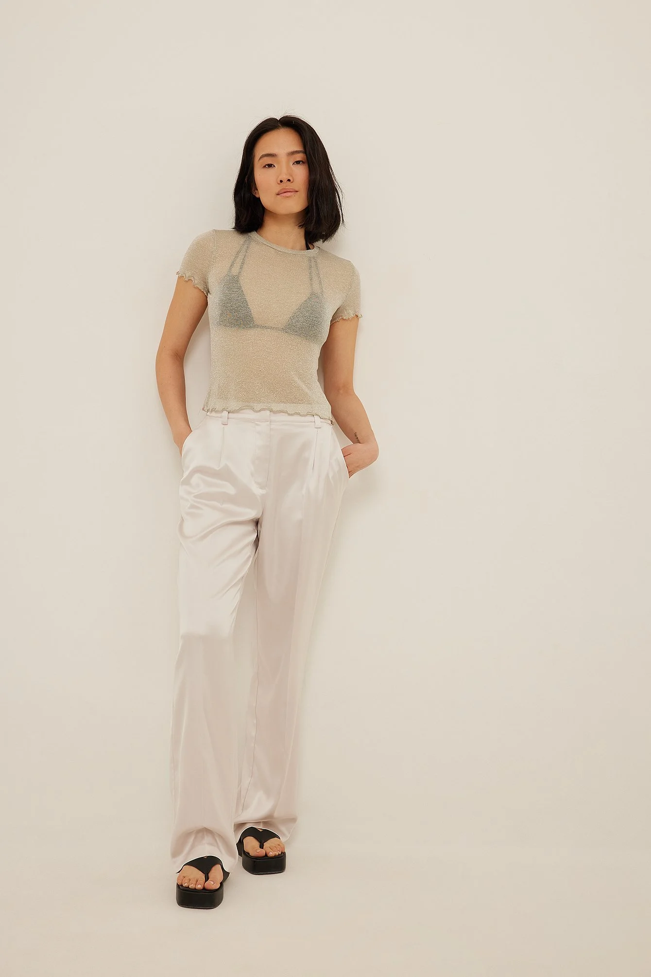 Kurzärmeliges Lurex-Top