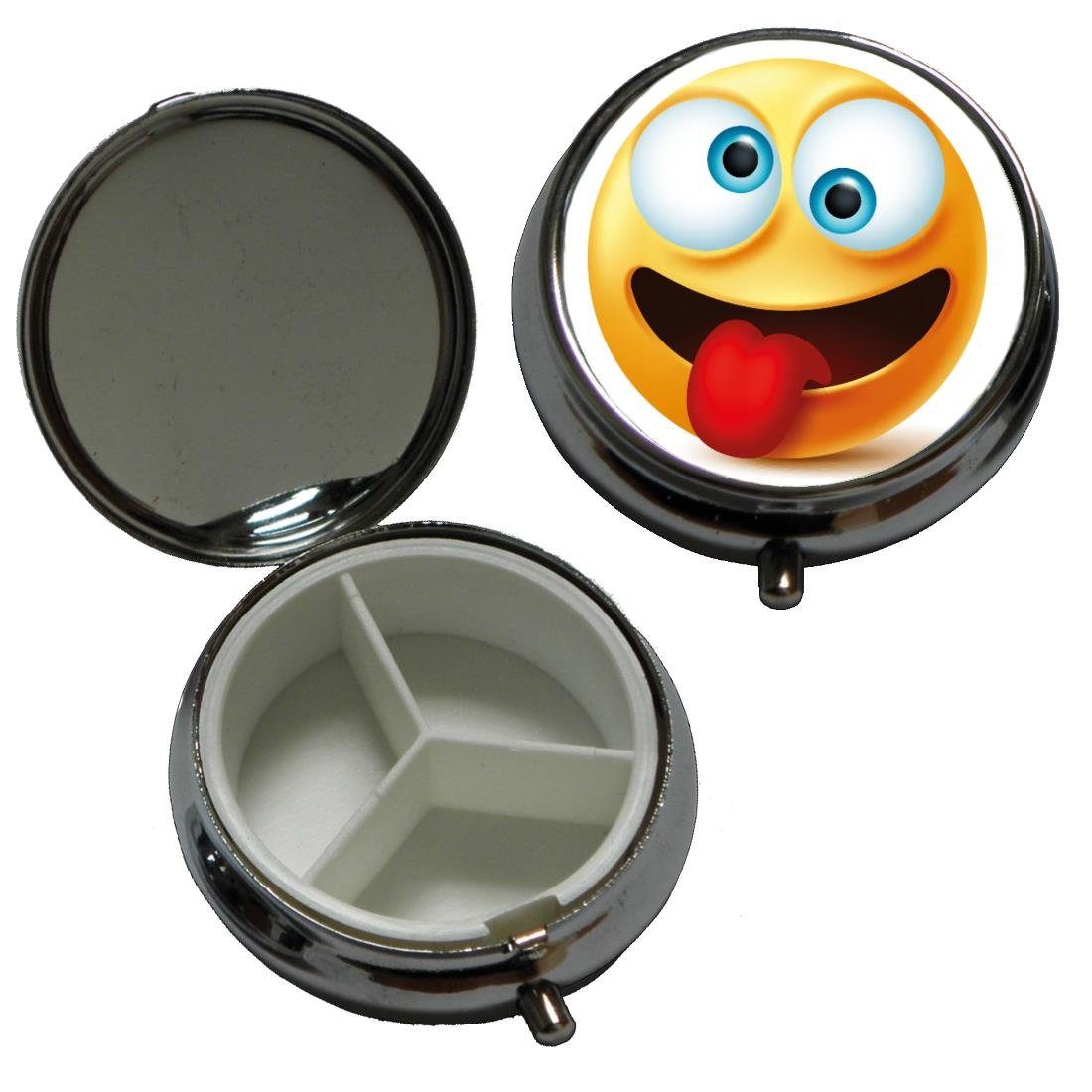 Zahndose 3er Set Pillendose Lustige Gesichter (Sonnenbrille, Lachend, Verrückt)