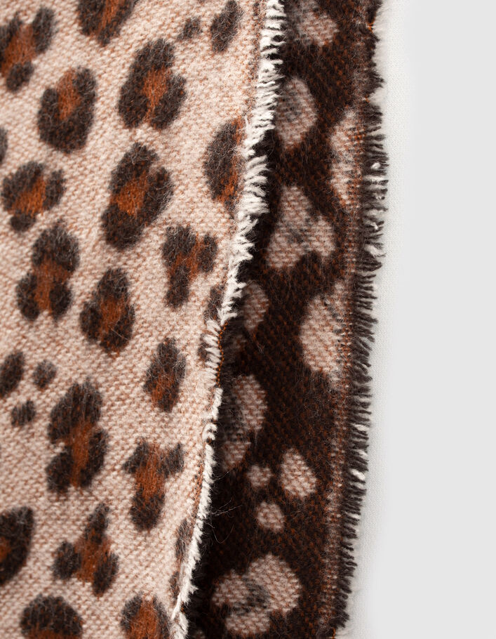 Echarpe beige jacquard motif léopard fille