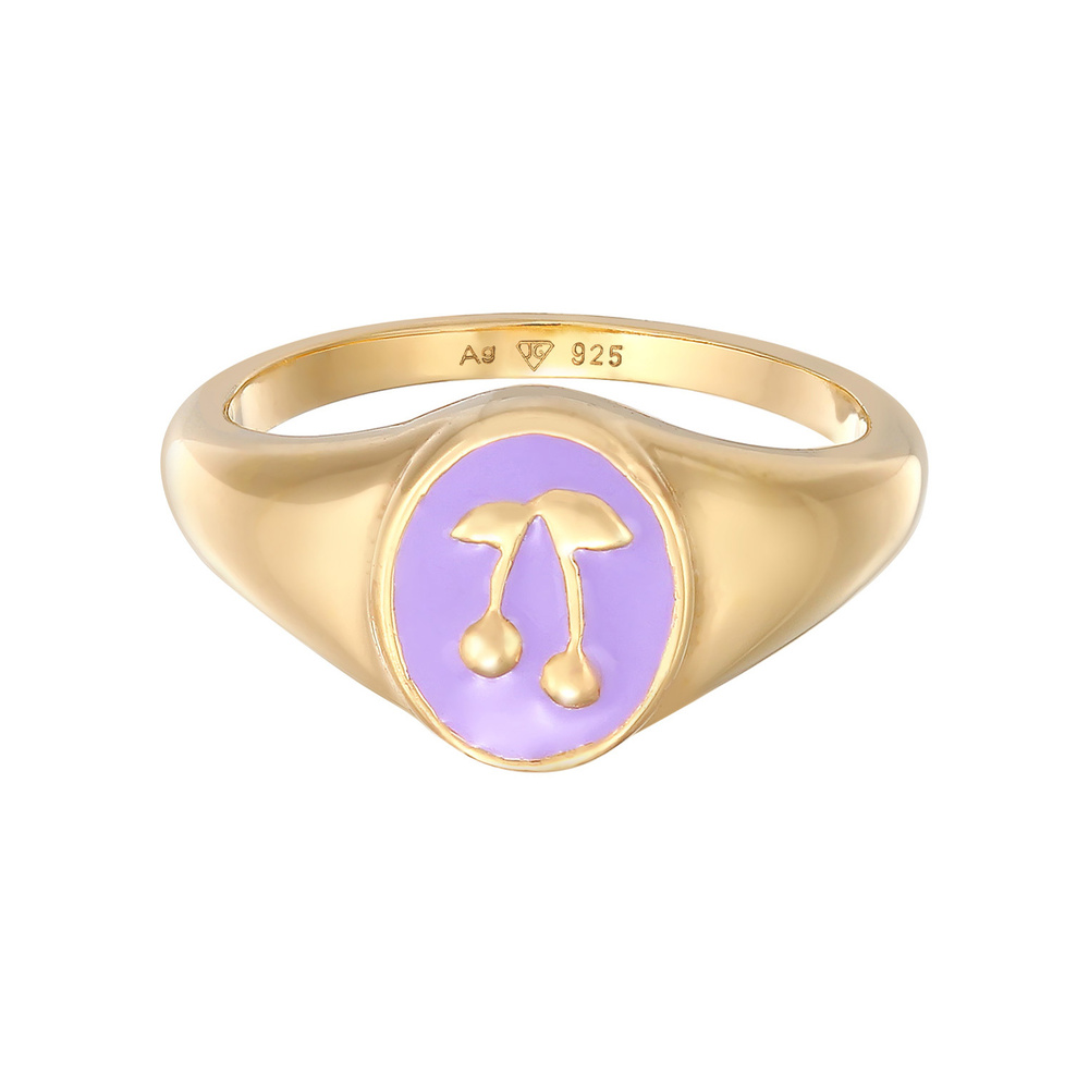 Elli Elli Bague Femmes Sceau Cerise Pourpre avec émail en Argent Sterling 925 plaqué O Bague