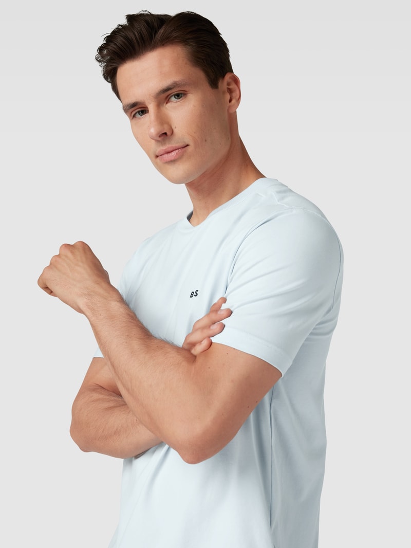 T-Shirt mit Label-Print in hellblau