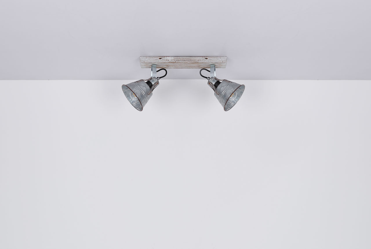 Globo Lighting - GÜNTHER I - Strahler Holz weiß, 2x E27