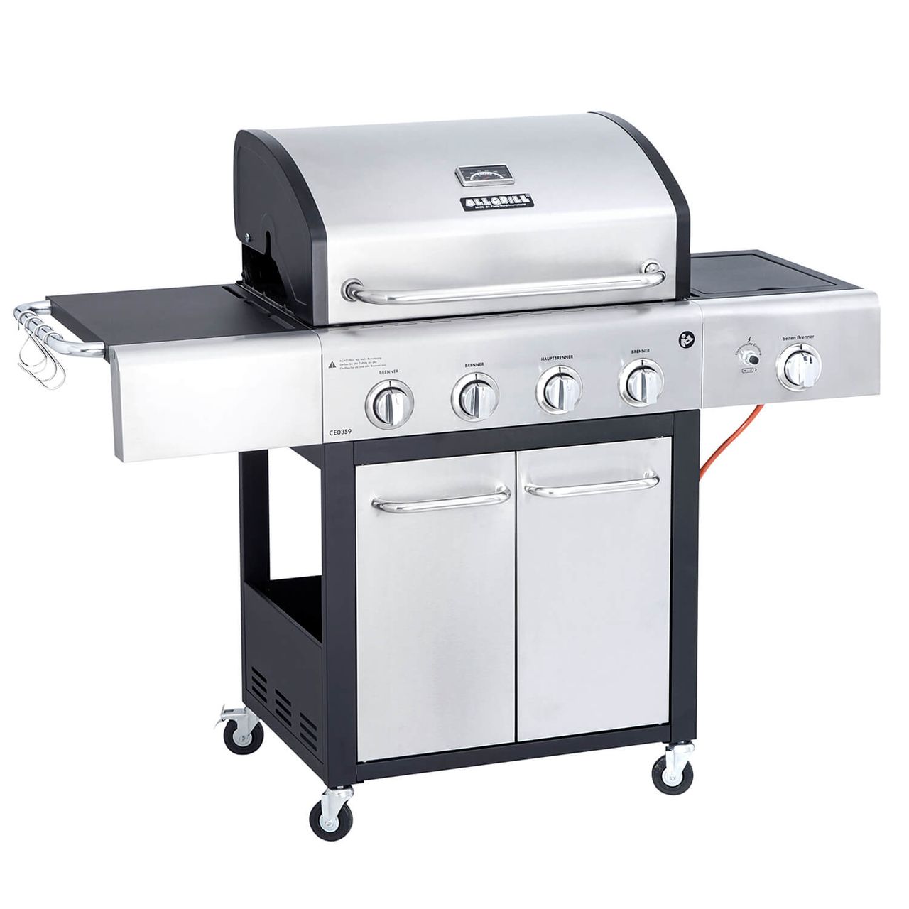Allgrill FESTIVAL Edelstahl-schwarz Gasgrill 15,5 kW 4-flammig