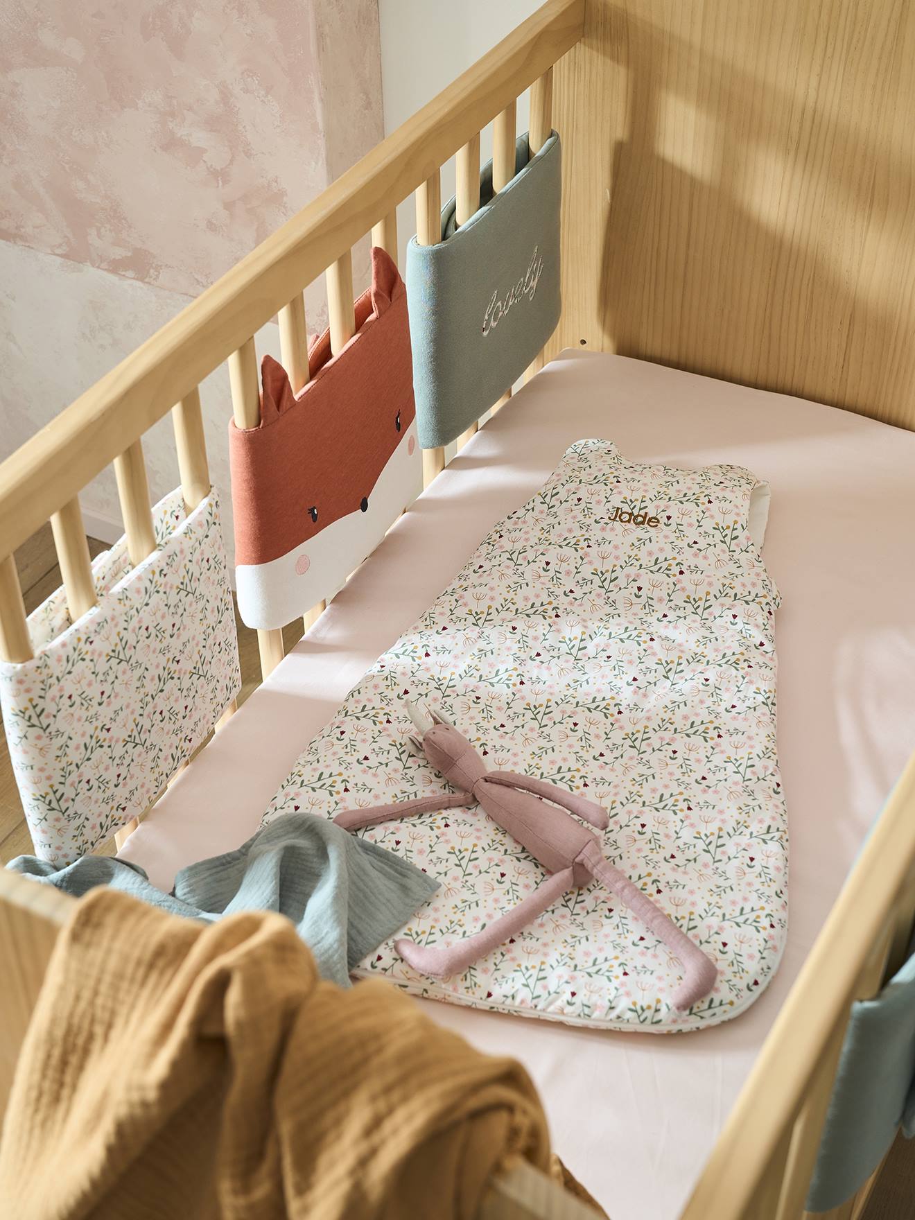 Vertbaudet Ärmelloser Baby Schlafsack BLUMENZAUBER personalisierbar Oeko-Tex - mehrfarbig