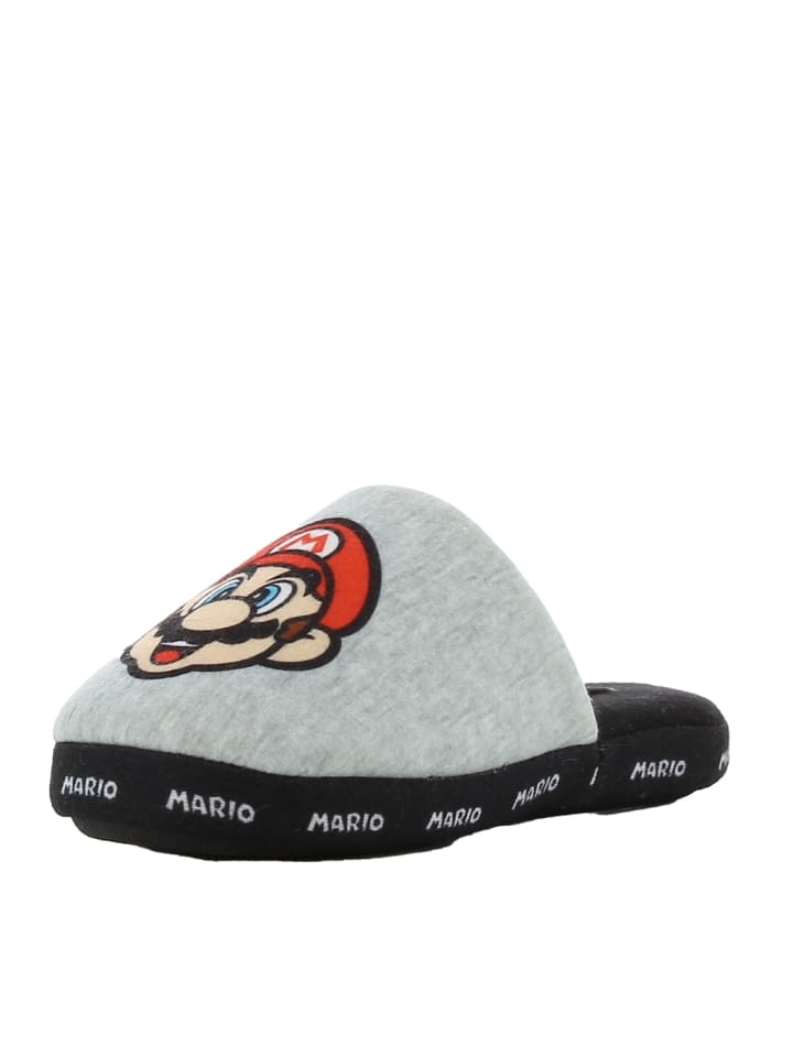 Super Mario Hausschuhe mit Super Mario und Luigi Motiv, in Grau, Schlupfschuh günstig kaufen