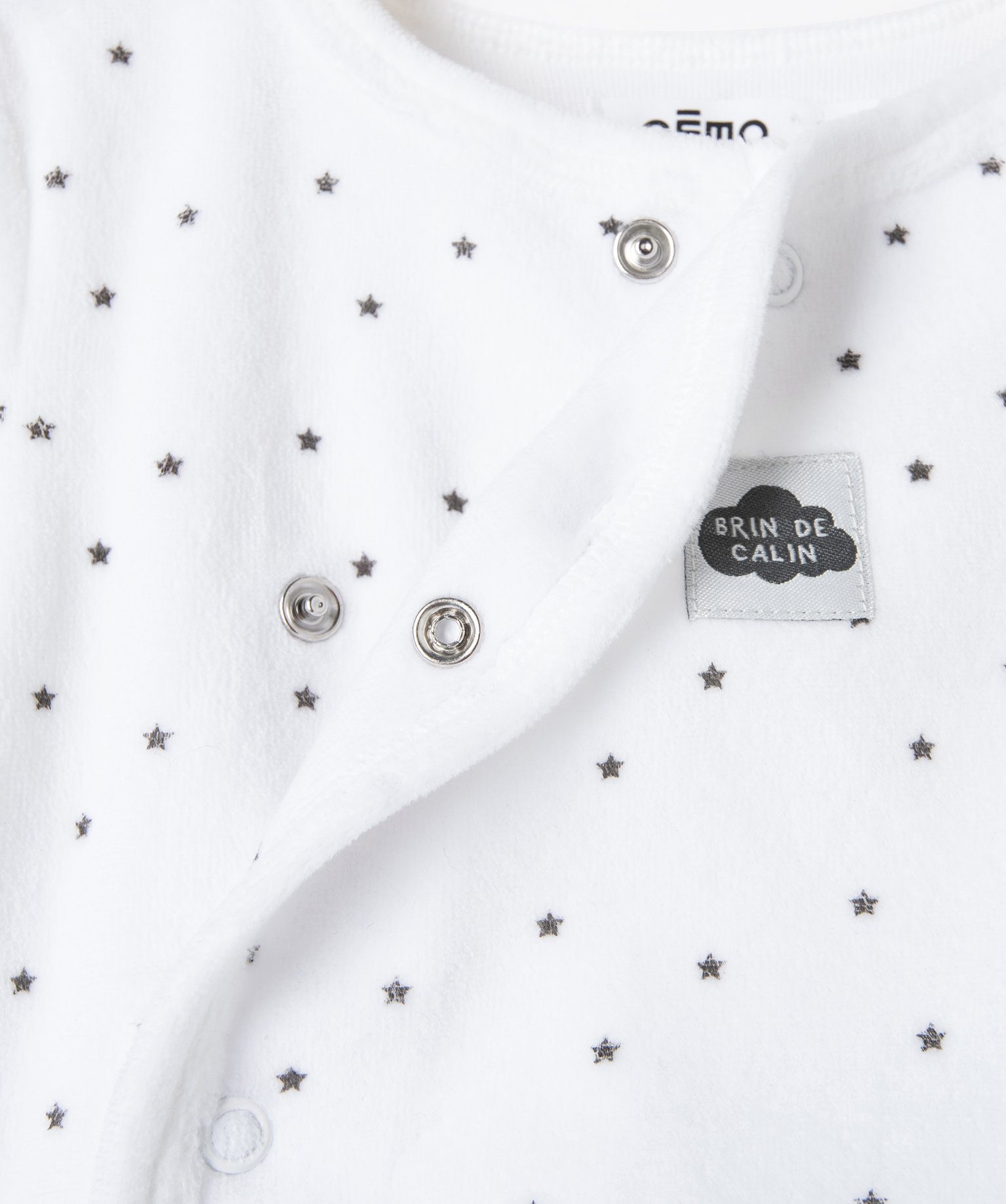 Pyjama bébé 2 pièces en velours à motifs étoiles blanc | GEMO