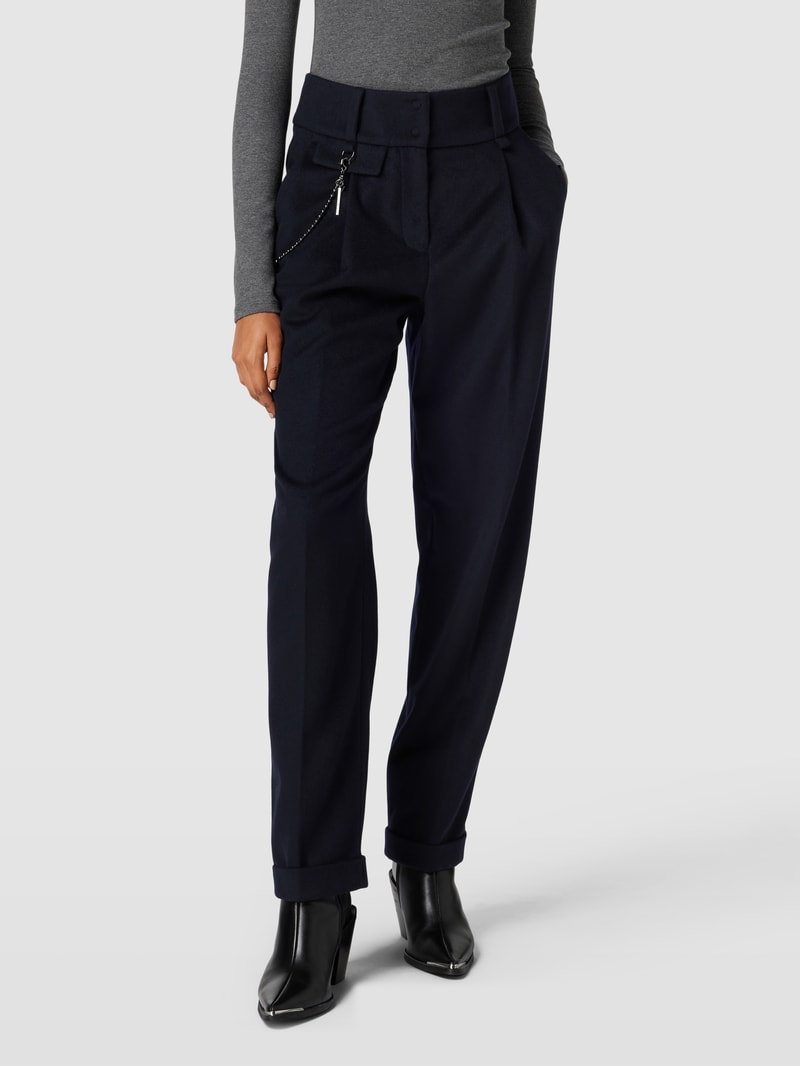 Stoffhose mit Kaschmir-Anteil und Bügelfalte in marineblau