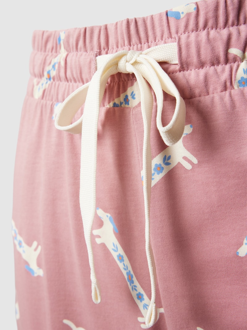 Pyjama-Hose mit Allover-Print in rosa