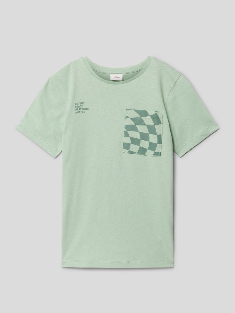 T-Shirt aus Baumwolle mit Statement-Print in lindgrün