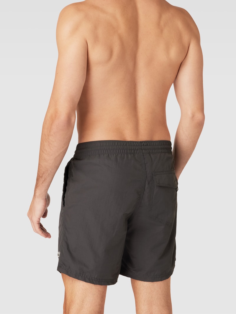 Badehose mit Label-Stitching Modell 'Vert' in dunkelgrau