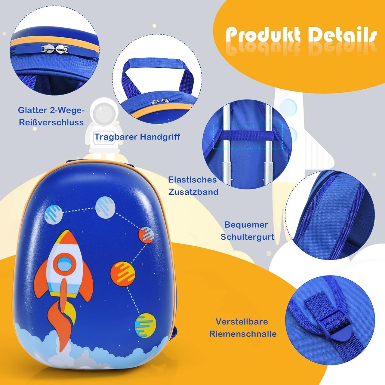 Costway 2tlg Kinderkoffer   Rucksack, Kindertrolley aus Kunststoff