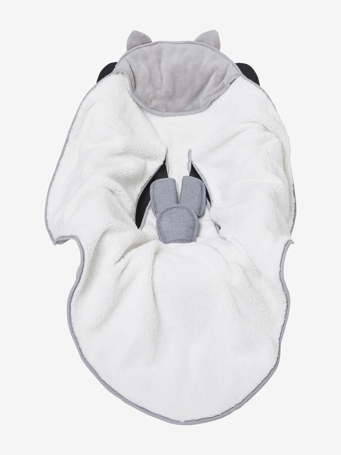 Plaid bébé à capuche en microfibre, doublé polaire gris