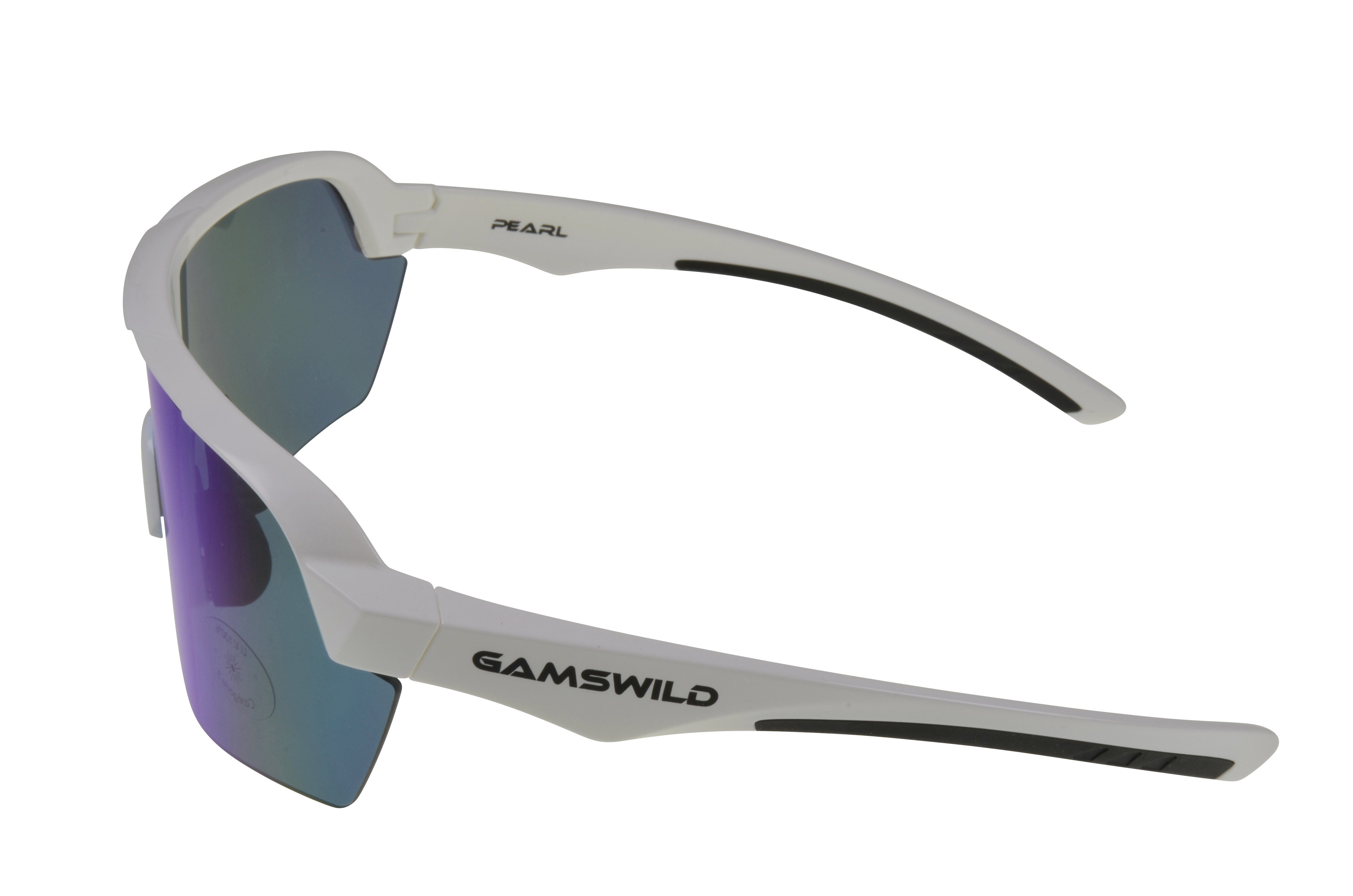 Gamswild Sportbrille WS7138 Sonnenbrille Fahrradbrille Skibrille Damen Herren Unisex, extra große Scheibe, pink, weiß, blau, schwarz, mintgrün