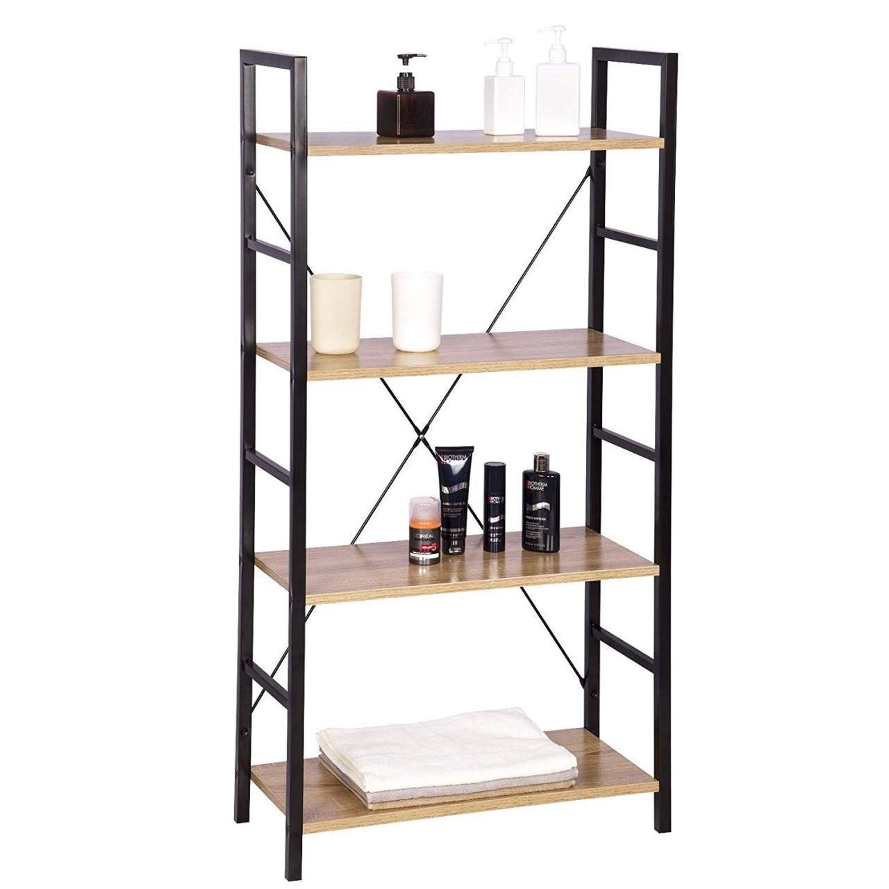 Woltu Bücherregal, 1-tlg., Küchenregal Metallregal Hochregal 4 Ablage