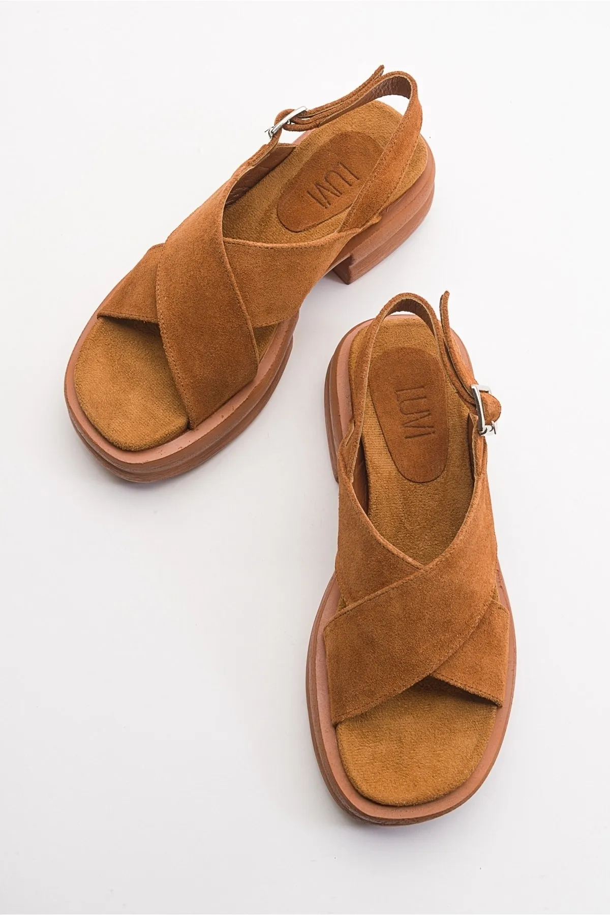 LuviShoes  Die meisten Damensandalen aus braunem Wildleder und echtem Leder