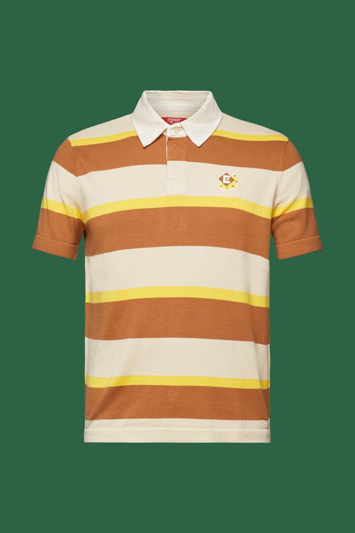 Gestreiftes Baumwoll-T-Shirt mit Logo und Polokragen